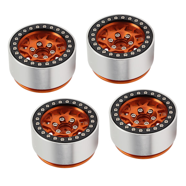4 st 1.9 tum RC Hjulfälgar Aluminium CNC-bearbetade 1/10 RC Beadlock Hjulnav för Axial SCX10 90046 AXI 03007 REDCAT MST Orange