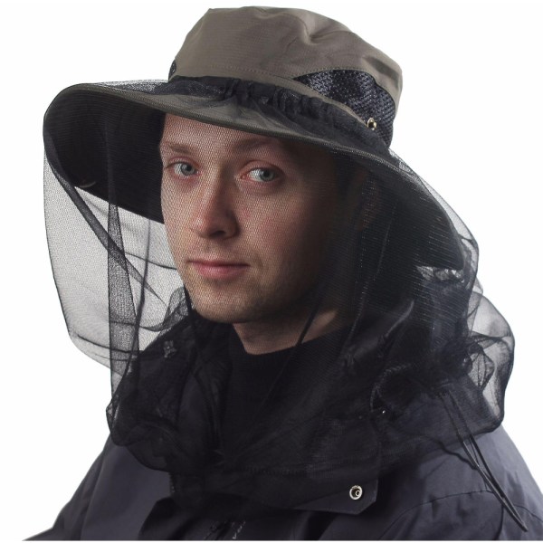 1 stk udendørs camping mesh anti-myg hat, multifunktionel solbeskyttelseshat med stor skygge grön