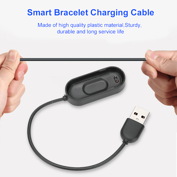 2 STK M4 Plastik Sort 4 Generations Armbånd Opladerkabel Opladningsdock til Xiaomi