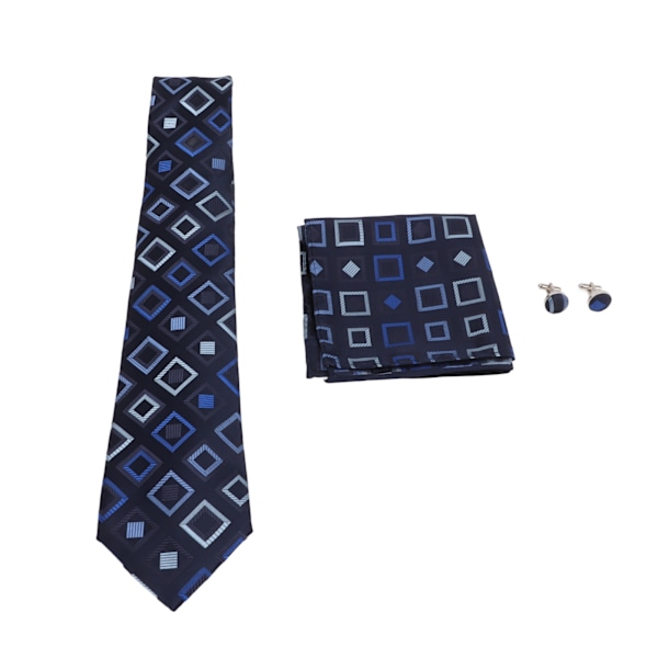 Herr Slips Set Näsduk Manschettknappar Polyester Silke Slitstark Tålig Business Fritid Stil Herrslipsar