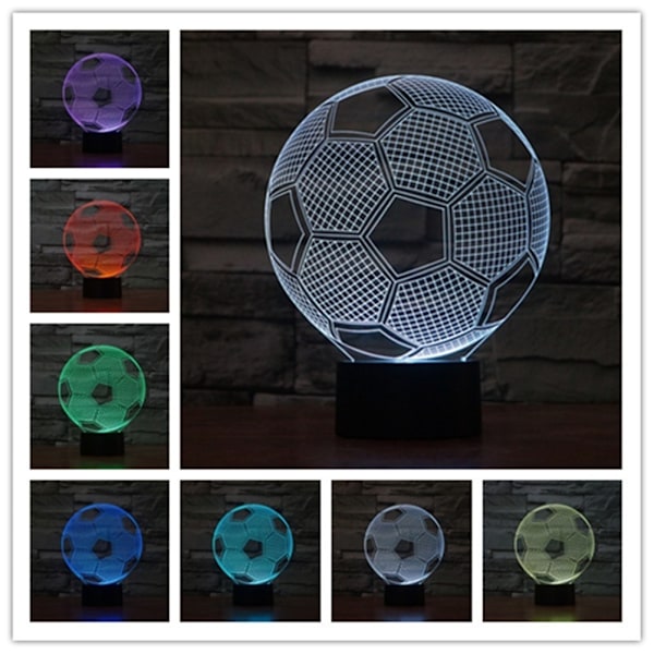 3D Visuell Fotball Nattlampe USB LED Touch Fotballformet Nattlys Gave