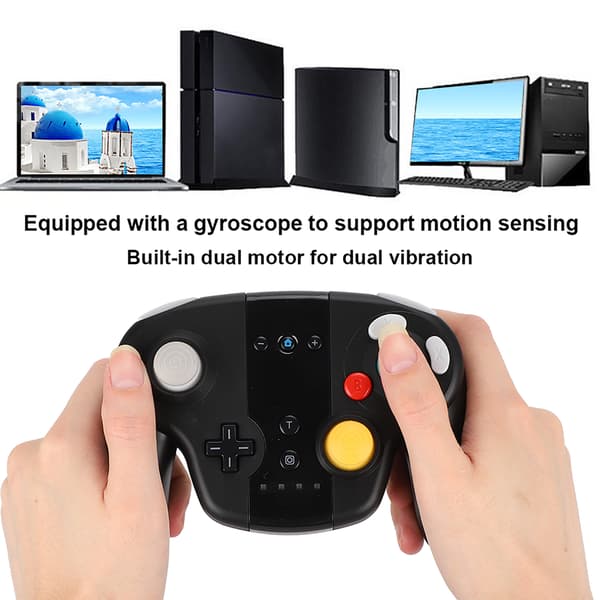 Trådløs Bluetooth-spilcontroller NFC-bevægelsessensor Dual Motor Gamepad Grip til Switch (sort farveæske)