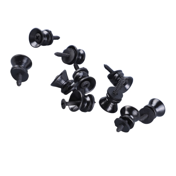 10 STK Guitarrem Låseknapper Mushroom Style Metal End Pins med Skrue til elektrisk Guitar Bas Ukulele Sort