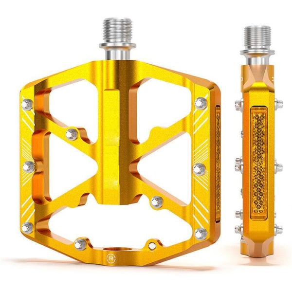 (Gull) Sykkelpedaler i aluminium med reflekser, aluminiumslegering med reflekser, fotpinner, tilbehør til sykkelutstyr