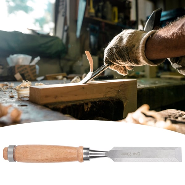 Platt mejsel träbearbetningsverktyg med trähandtag - industritillbehör Cr V 20mm