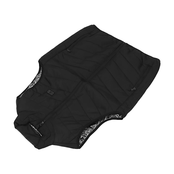 Musta 9-alueinen sähkölämmitteinen liivi, pystykaulus, tyylikäs, kaksoisohjaus, USB-lämmitteinen liivi ulkoilmaan, 3XL