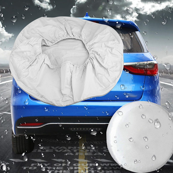 28 tum Universal Reservdäck Däcköverdrag Del Tillbehör Vattentät för Trailer Husvagn SUV Lastbil Vit