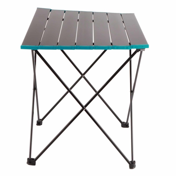 Bærbar sammenleggbar bord i aluminium for camping, piknik og BBQ - Ultra lett eggrullbord med blå kant M 40.5x56x46.5cm/15.9x22.0x18.3in