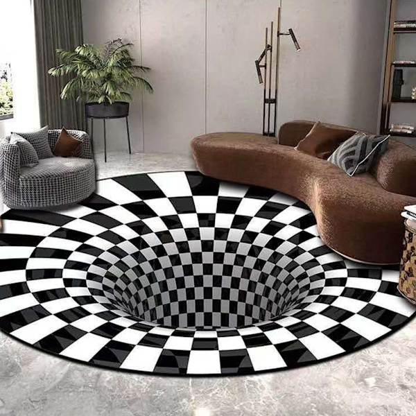 3D Rund Matta Mattor Vardagsrum Dörrmatta Soffbord Filt 3D Optisk Dekorativ Matta för Sovrum Matsal Kontor