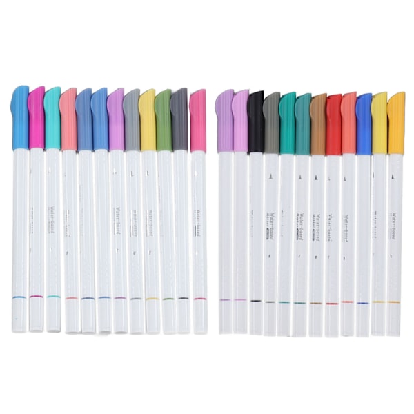24 stk Dobbel Tip Tusjer Dyp Farge Fiberpenn Glossy Blekk Akvarelltusjer for Skissering Kalligrafi Skriving
