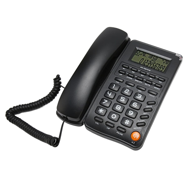 Fastnettelefon med ledning, stor knap, fastnettelefon til husholdning, kontor, hotel, ældre, sort