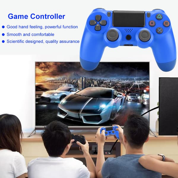 Plast ABS V2 Program Intelligent Trådløs Bluetooth Gamepad Spillkontroller med Hodetelefonhull for PS4 Blå