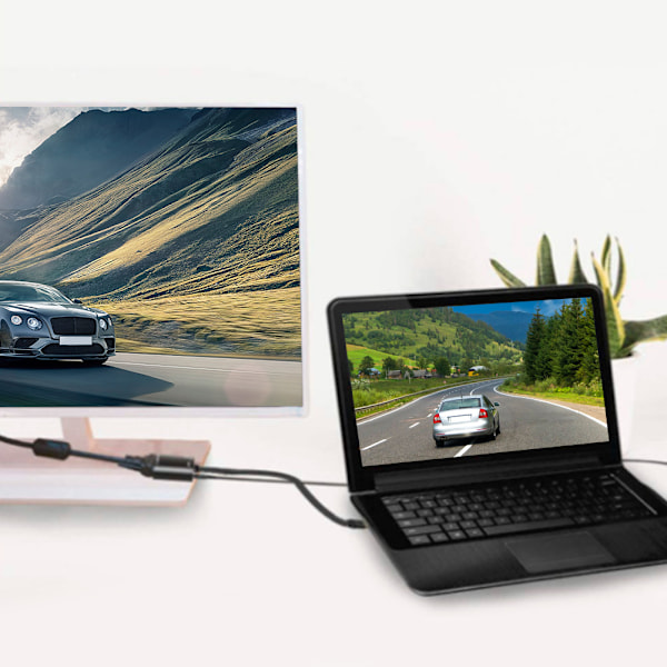 Laajennusadapteri 5 in 1 TypeC HDMI VGA Audio Output Virtalähde Monitoiminen Musta (Musta)