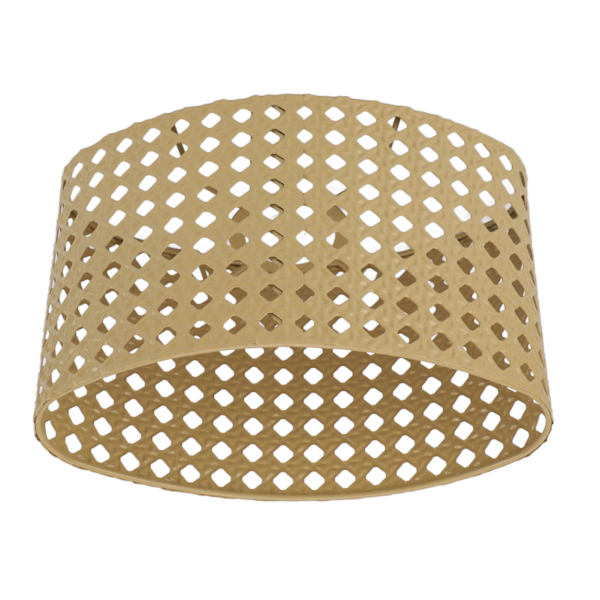 Järnhålig oval lampskärm i metallgravyr ihålig lampskärm kompatibel med E27 E14 kaliber lamphållare gul