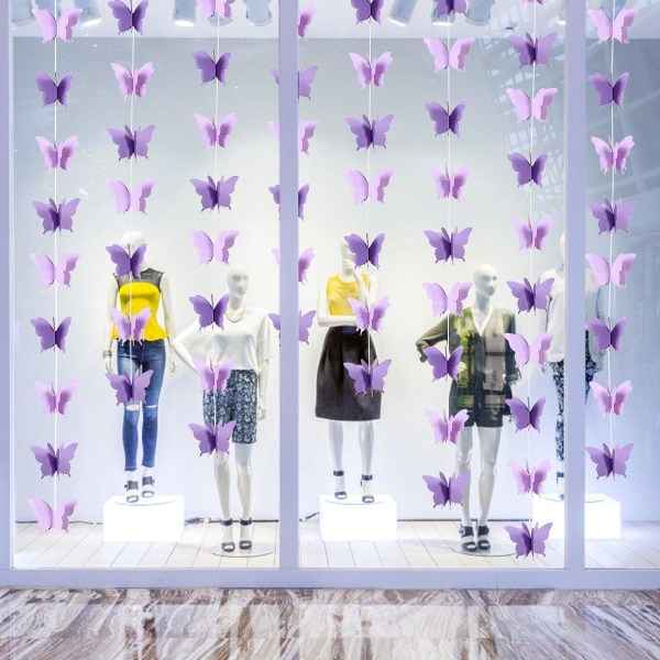 Viiden 3 metrin perhosseppele 3D Paperi Värilippu Juhlasisustus Häät Baby shower Kodinsisustus Violetti