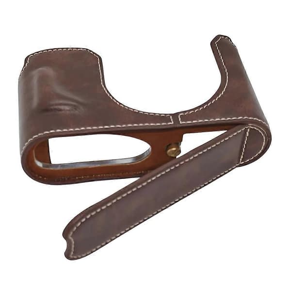 Leather Case with Bottom for Leica Q3 Camera, Easy Battery Replacement - Coffee
