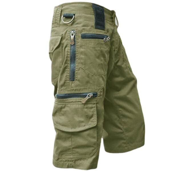 Multi-Pocket Relaxed Fit Capri Cargo Shorts - Streetwear 2XL Lysegrøn