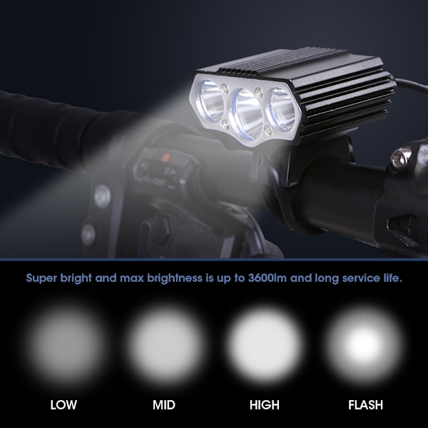 3600LM USB LED Pyörän Ajovalo Etuvalo yöaikaan ulkona pyöräilyyn