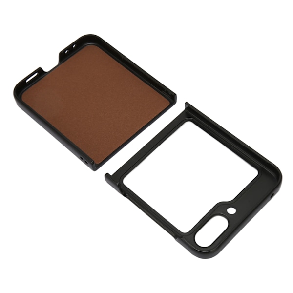 Foldbar Skærm Telefon Beskyttende Læder Etui Anti Rids Stødsikker Mobiltelefon Etui til Galaxy Z Flip 5 Sort Læderstruktur