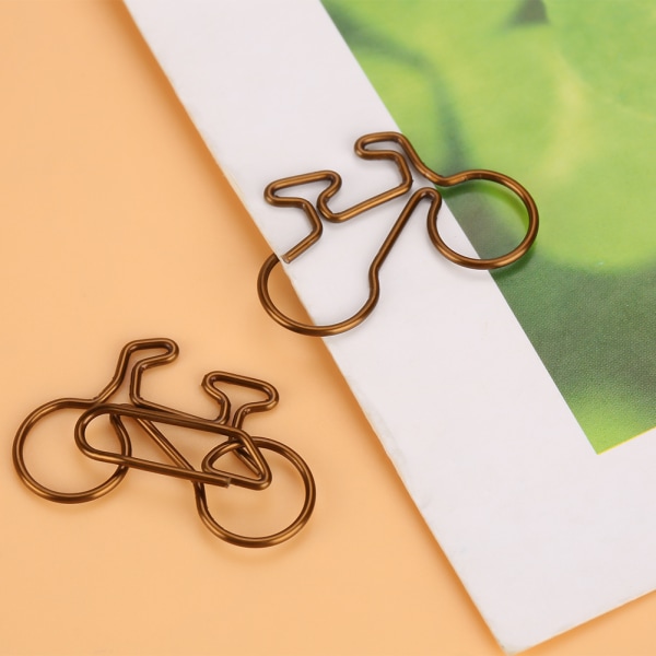 20 st Metall Cykel Form Pappersklämmor Kaffe Färg Bokmärke Office School Brevpapper Clip