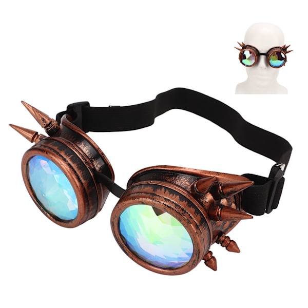 Halloween Kaleidoskop Rave-briller Regnbue Krystall Linser Justerbare Trippy Psykedeliske Steampunk Briller Lilla Bronse