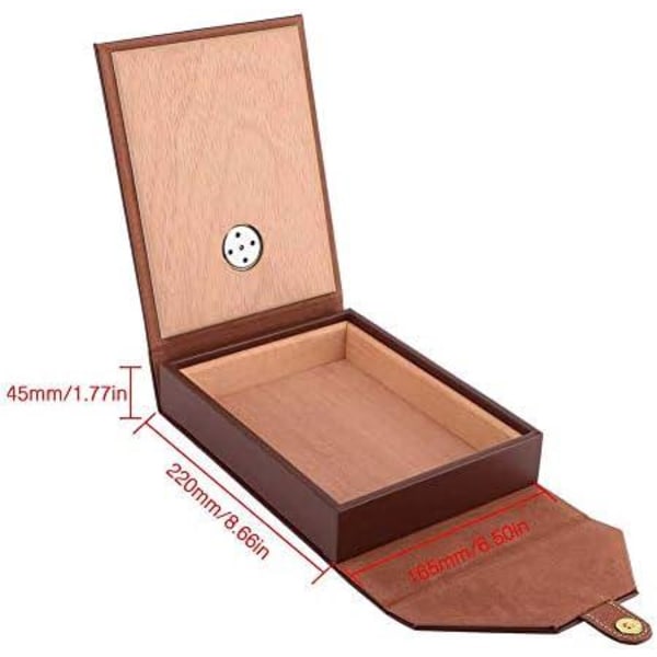 Ruskea-puinen sikarilaatikko case säilytyslaatikko, valmistettu setripuusta ja keinonahasta