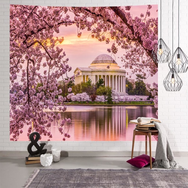 Mount Fuji Cherry Blossom Tapestry seinäripustin, Japan Mount