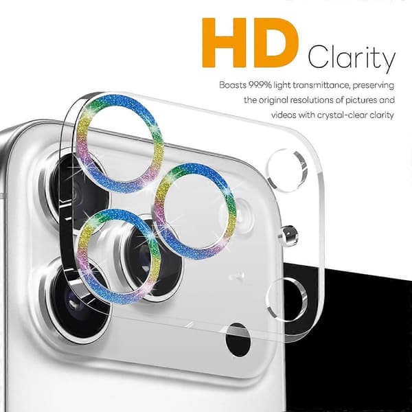 NORTHJO Camera Lens Protector for iPhone 17 Pro Max, Glitter Bling Circles, Tempered Glass HD Clear 3D