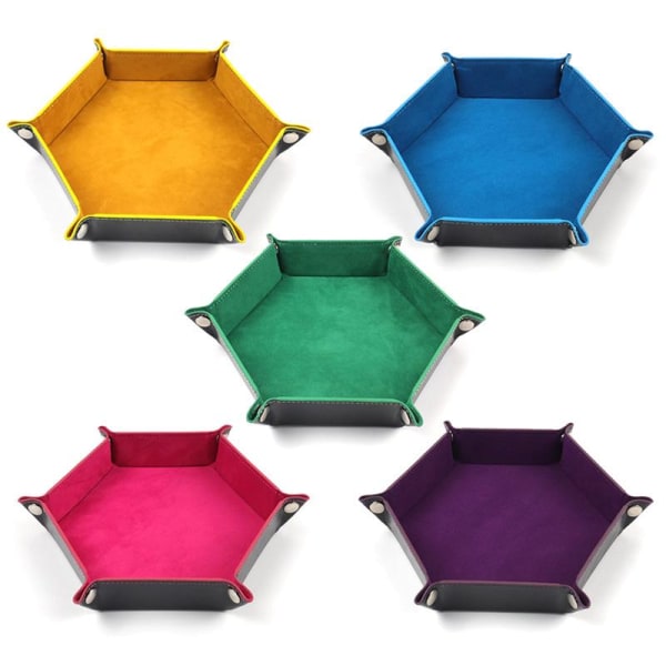 5 stykker 5 farger PU-skinn terningbrett Foldedør rullebrett for terningspill som RPG, DND og andre bordspill