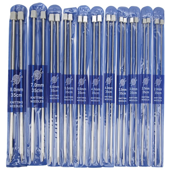 11 Par Enkelspetsiga Stickor Kit Flera Storlekar Enkelspetsiga 35cm Långa Stickor Kit för DIY Hantverk