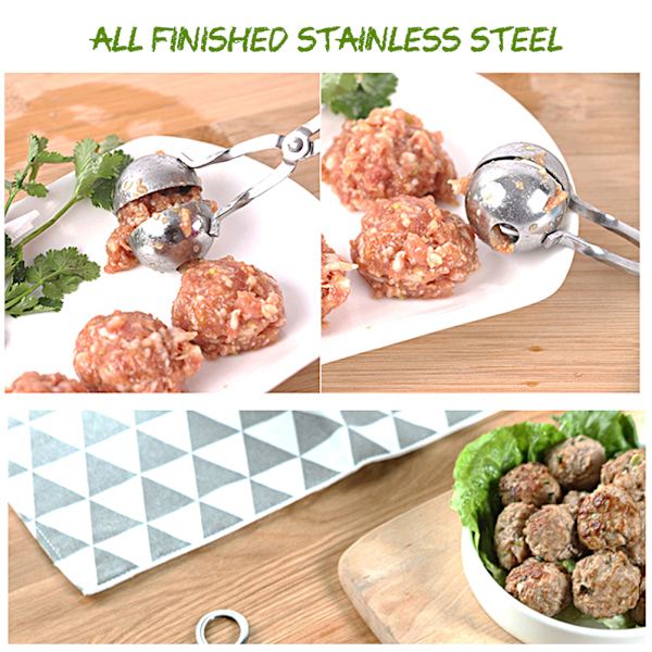 2 stk. rustfrit stålkugleformere Non Stick frikadellekugler formere kugleformere pincet