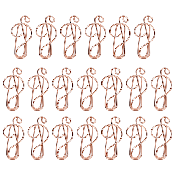 20 stk Formede Papirklemmer Rose Gull Musikalsk Tegn Form Effektiv Fiksering Jernmateriale Kontorklemmer for Scrapbøker