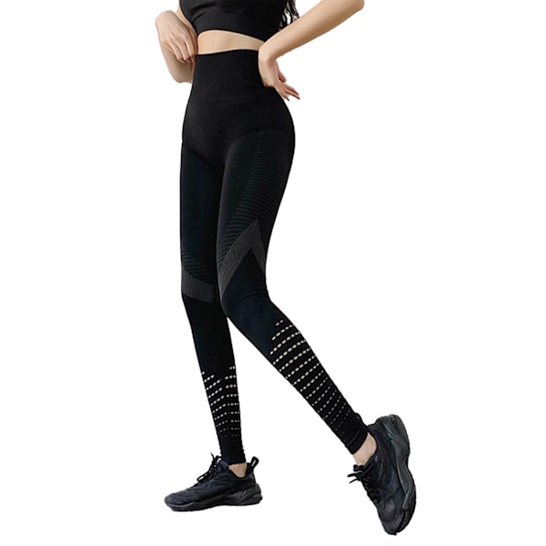 Høytaljede Yoga Leggings for Kvinner Trenings Yoga Bukser for Løping Sykling Hverdagslig Bruk Svart S