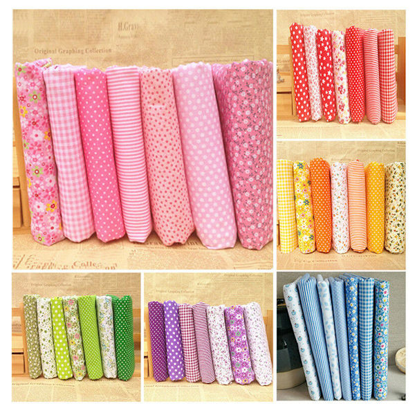 7 stk. assortert Fat Quarter Bundle Quilt Quilting Bomullsstoff Sysett DIY