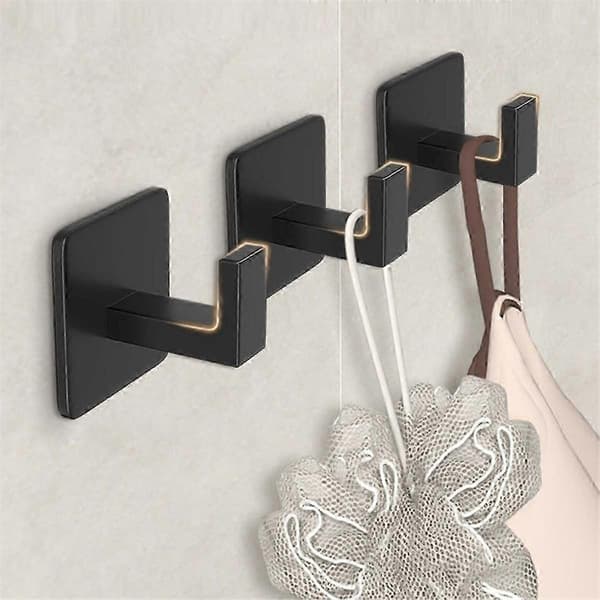 Square Towel Hook - Black Self-Adhesive Wall Hook Modern & Fashionable Bathroom Linked to Kitchen P