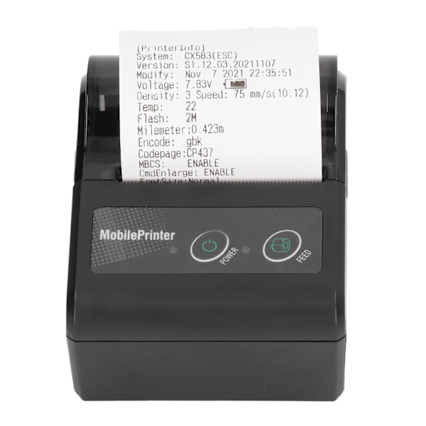 Bluetooth Kvitteringsprinter Smartphone Kontrol 200dpi Termisk Labelprinter Kvitteringsprinter med 1 Rulle Printerpapir