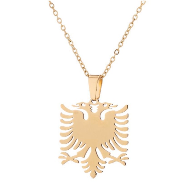 Halsband med Shenja E Flamurit Albanian Eagle Guld & Silverpläterad