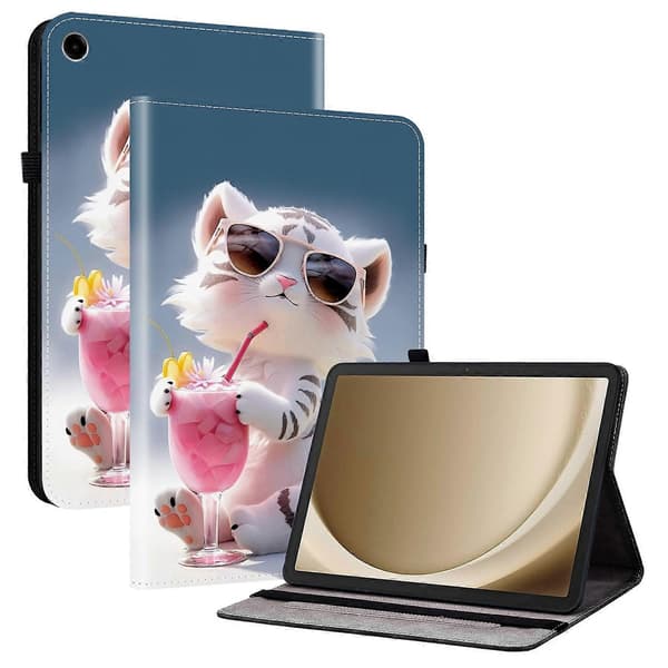 Leather case for Samsung Galaxy Tab A9+ with pattern print, stand and card slots