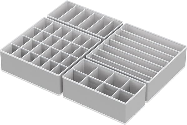 Simple Houseware Garderobe Undertøjsorganisator Skuffeinddeling 4-pak, Grå
