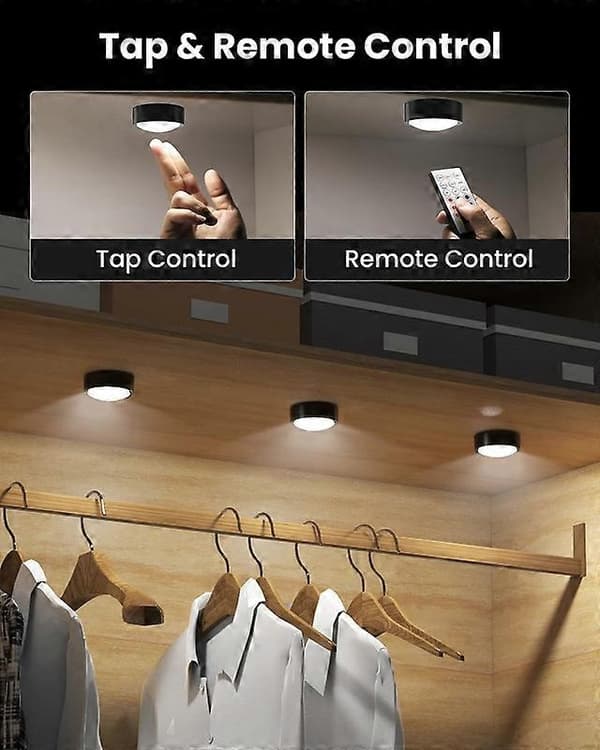 LED Puck Lights with Remote Control, Wireless Cabinet Lights, 13 Colors