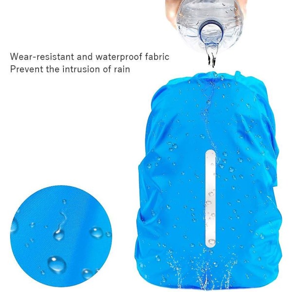 Vandtæt rygsæk regnslag med reflekterende stribe og justerbart spænde - størrelse M (26-40L), blå og sort