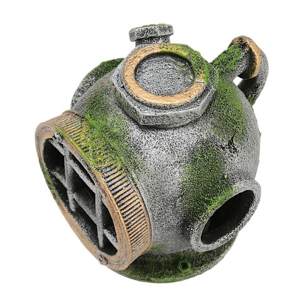 Akvarium Hjelm Ornament Simulation Giftfri Skjulested Hus Harpiks Fiskekum Dekoration til Ferskvand Saltvand