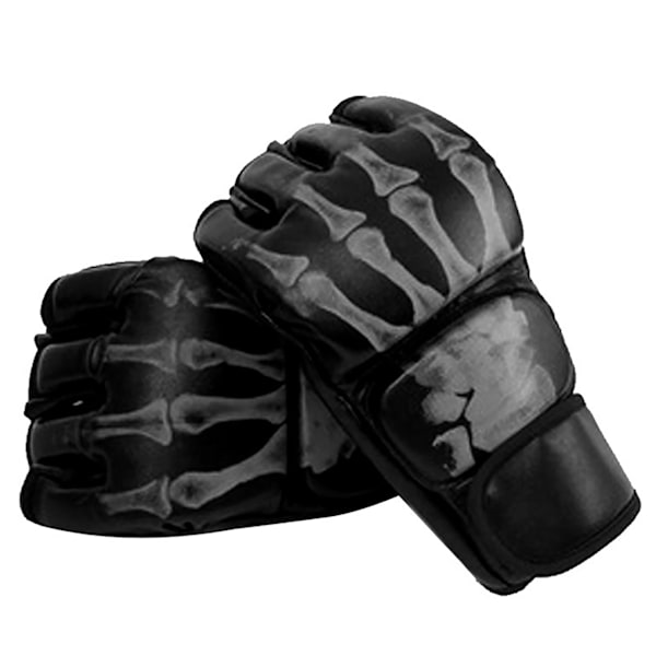 Halvfinger Sport Handskar Ergonomiska PU-Läder Säckhandskar Träningshandskar för Sandsäckar