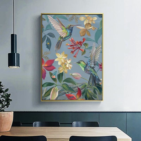 (30×40cm) uinnrammede trykk, enkle fugler, blomster, planter, abstrakt stue, soverom, verandadekorasjon, lerretskjerne, innendørs hengende ramme