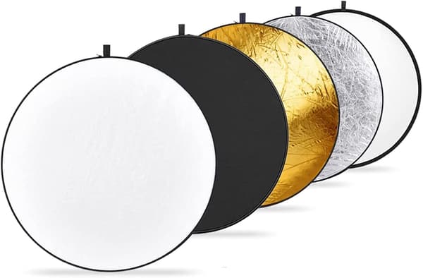 43 Tommer/110CM Lysreflektor Diffuser 5 i 1 Sammenfoldelig Multi Disc med Taske - Gennemsigtig, Sølv, Guld, Hvid og Sort til Udendørs Belysning