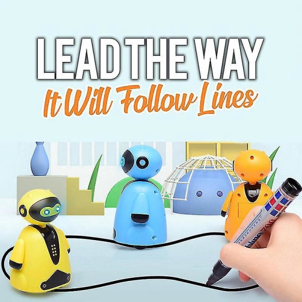 Blå magisk pennleketøy - følg enhver tegnet linje induktiv robotmodell for barn og barn gave