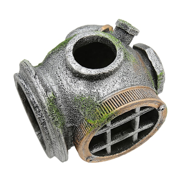 Akvarium Hjelm Ornament Simulering Giftfri Skjulested Hus Harpiks Fiskekum Dekorasjon for Ferskvann Saltvann
