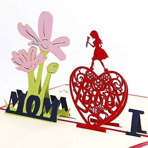3D Pop Up morsdagskort - Bursdagskort til mamma med konvolutt inkludert