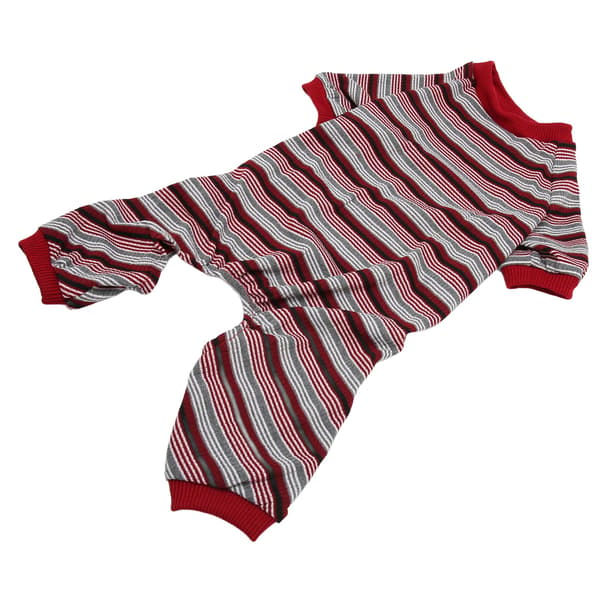 Hundpyjamas Mjuk Stretchig Maskintvättbar 4-bent Randig Valp Pullover Sovkläder för Vår Hemma S