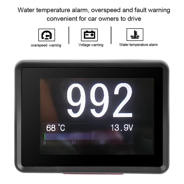 Bil OBD Multifunktionsmätare Digital Temperatur Spänning Hastighet HUD Display